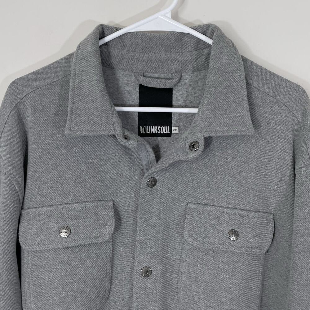 LINKSOUL Wyeth Snap Button Shirt Jacket Mens Size XXL Gray Twill Knit